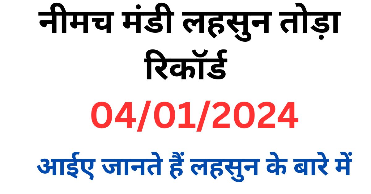 04/01/2024 Today Neemuch Mandi Bhav : नीमच मंडी में लहसुन ने टोडा रिकॉर्ड