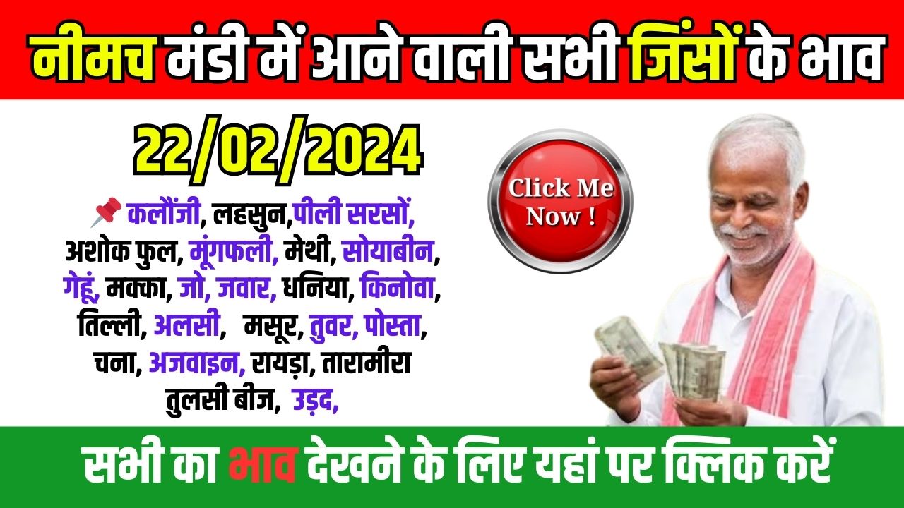 Neemuch Mandi Bhav नीमच मंडी भाव- 22/02/2024